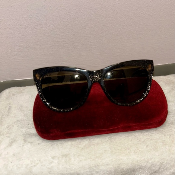 Gucci cat eye, black and glitter sunglasses; GG #3739/N/S VJZHA main image 12